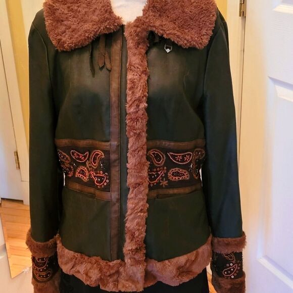 VINTAGE FAUX LEATHER EMBROIDERED JACKET - Picture 4 of 9